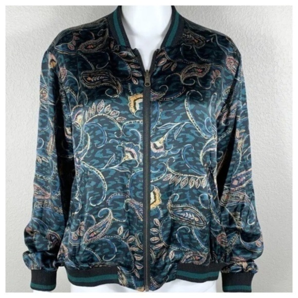 Johnny Was Twilight Shadow silk Reversible Bomber Jacket NWT - Picture 3 of 13
